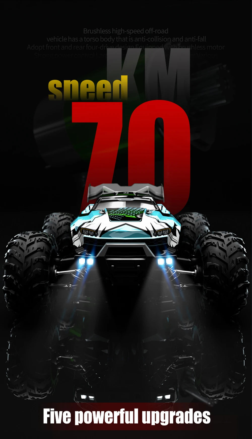 JJRC 70KM/H RC Off-Road Car 1:16 4WD High Speed Cars With Led Lights 2.4G Inductor Brushless Remote Control Cars Children Toys