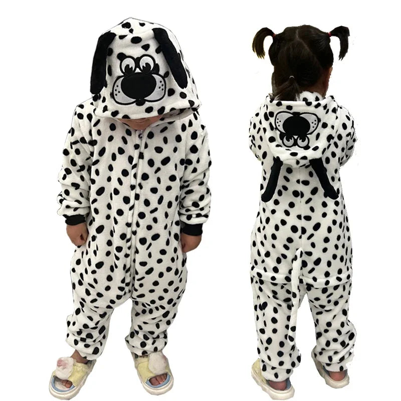 Kids Unicorn Animal Jumpsuits Cartoon Pajamas Cosplay Holiday Costume Cat Panda Flannel Sleepwear for Children Outfits 4-12Yrs
