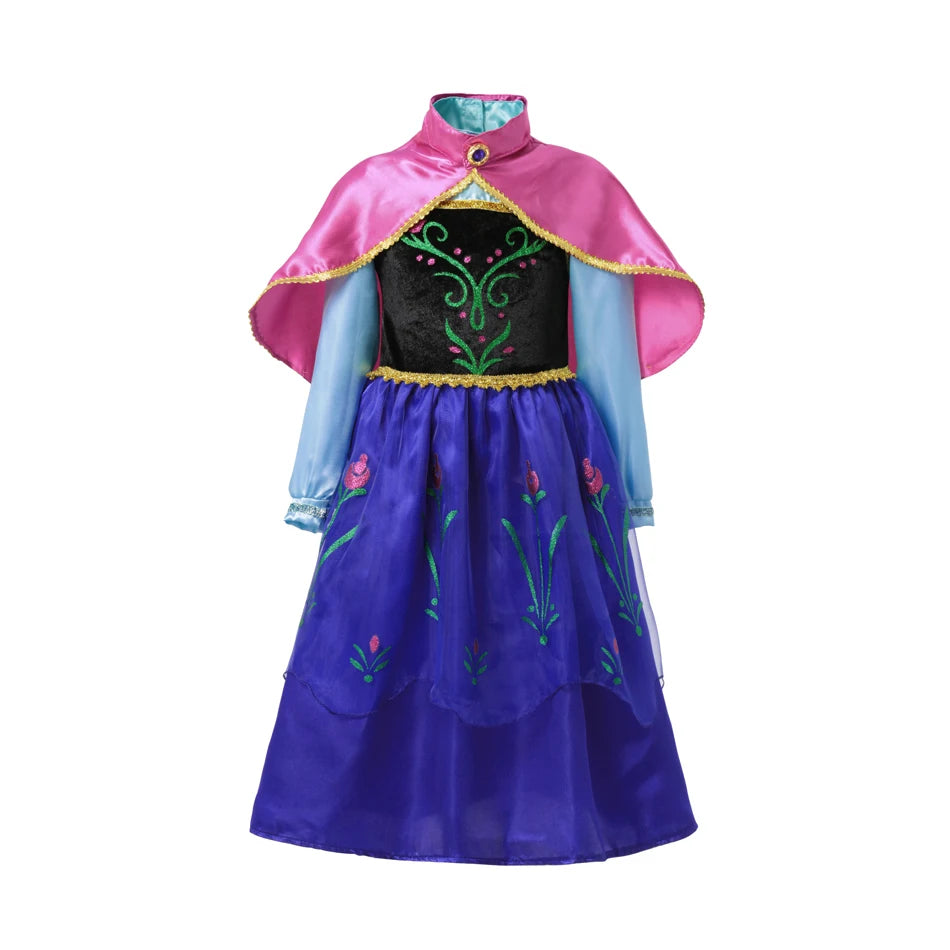 Summer Fancy Queen Elsa Anna Costume Girls Princess Dress Toddler Halloween Cosplay Party Vesidos For 2-10 Years