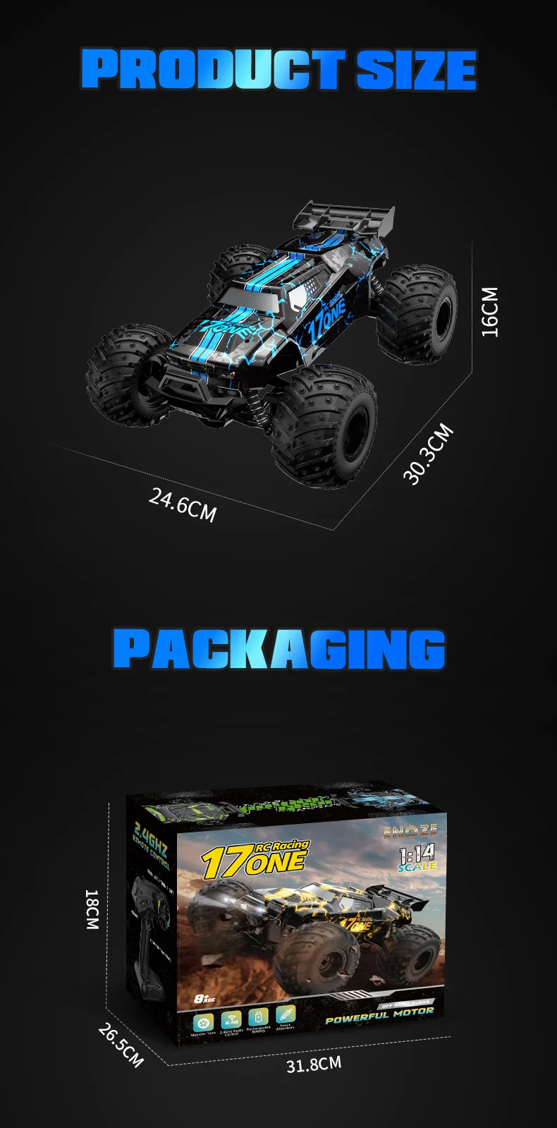 S626/S636 1:14 RC Car 4WD Off-road Monster 20KM/H High-speed Car Translucent Car Shell Drift Racing RC High-speed Boy Toy RC car