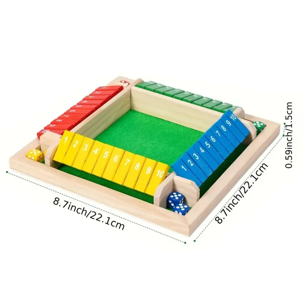 4/6 Players Shut The Box Dice Game Wooden Board Table Math Game Tabletop Games Six Sided Flop Game Indoor Games Shut The Box