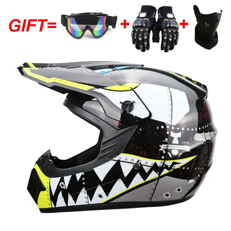 Motorcycle Youth Kids Child full Helmet Children Helmets Motocross Casco Moto Off-road Goggles Gloves Protective Cycling Casque