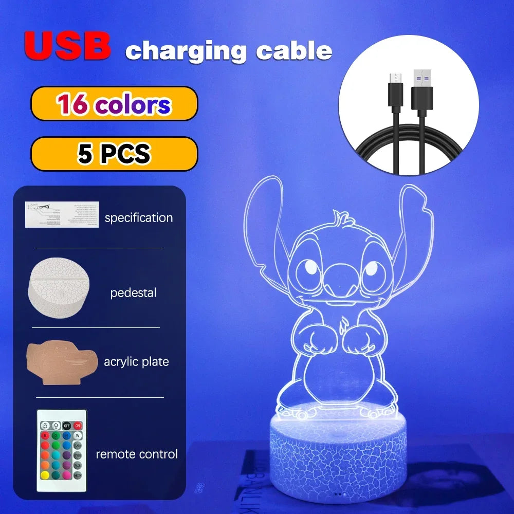 LED Night Ligh Illusion Stitch Lamps Remote Control Smart Touch Home Room Decor Lamp Christmas Valentine's Day Birthday Gifts