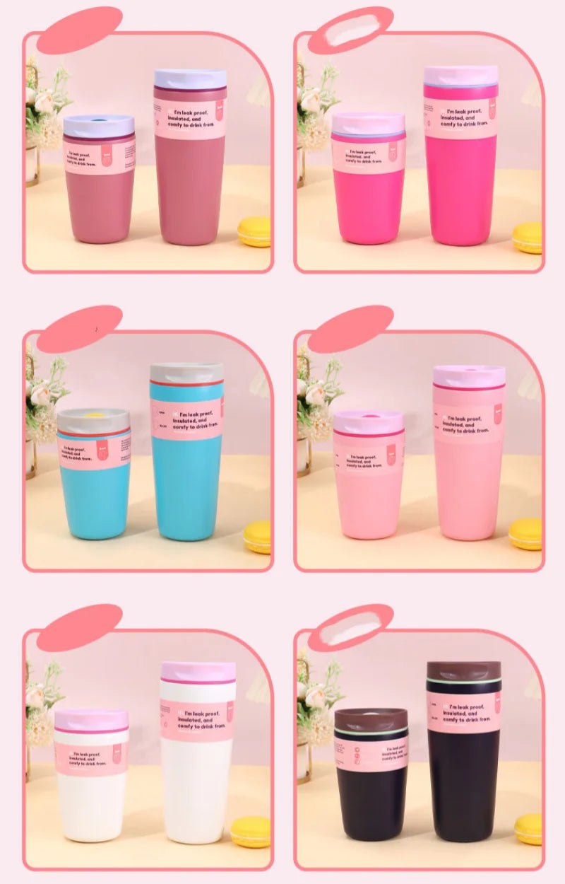 12/20oz Stainless Steel Vacuum Cup Coffee Cup Simple Fashion Men's & Women's Coffee Cup Outdoor Sports Portable Cup Couples Mugs