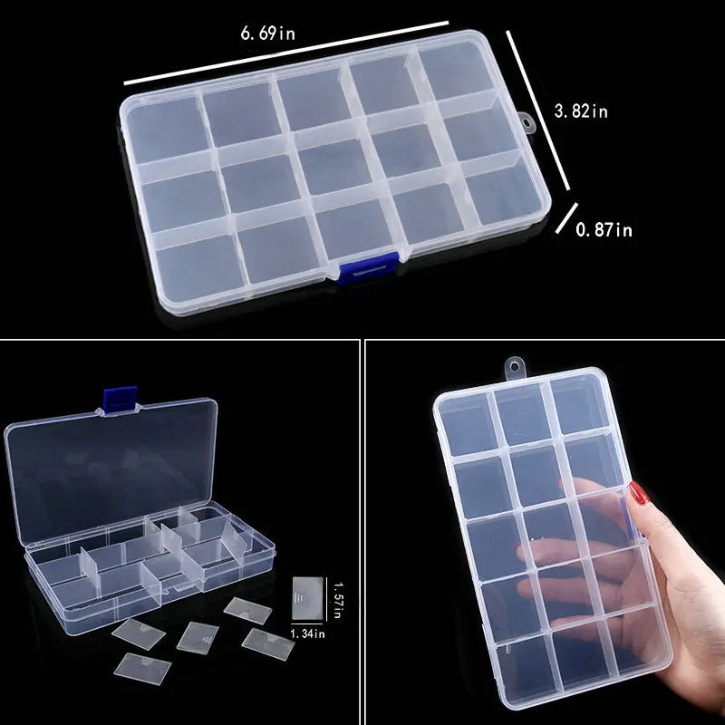 Transparent Plastic Storage Jewelry Box Compartment Adjustable Container For Beads Earring Box For Jewelry Rectangle Box Case