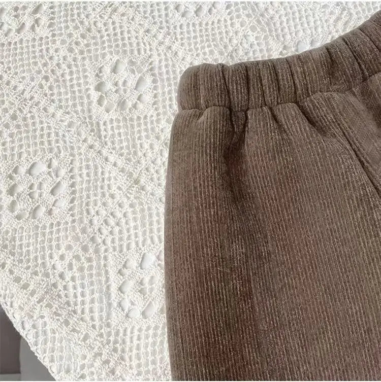 2025 Kids' Fleece-Lined Wide Leg Pants Winter  Loose Fit Trousers Cozy Straight Cut for Baby Girls  Kids Clothes