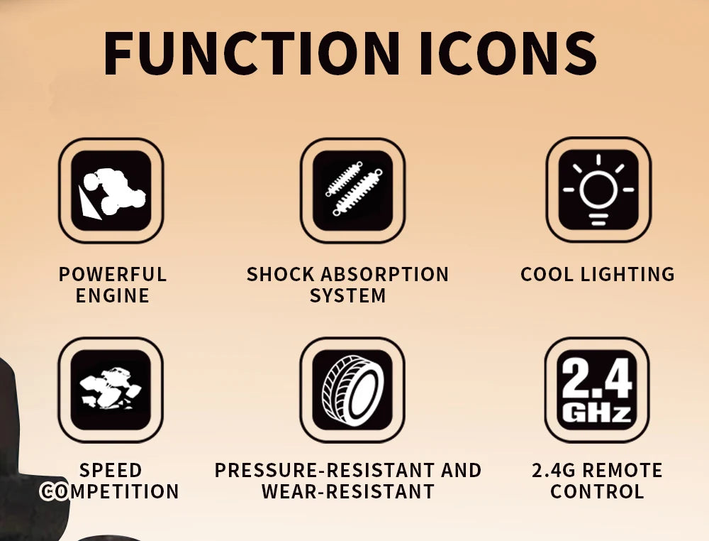 2.4G Remote Control Car with Light RC Vehicle RC Racing Car 20KM/H High Speed Off-Road Climbing Remote Control Toy Gift for Kids