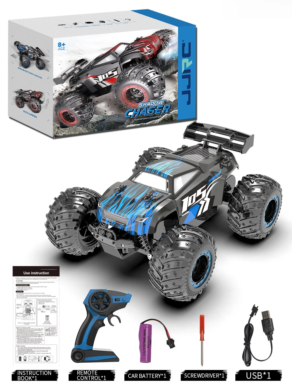 JJRC Q105 Q175 1:18 20 Km/h 2.4GHz Double Motors Drive With LED Light Off Road Remote Control Cars Drift Monster Truck Toys