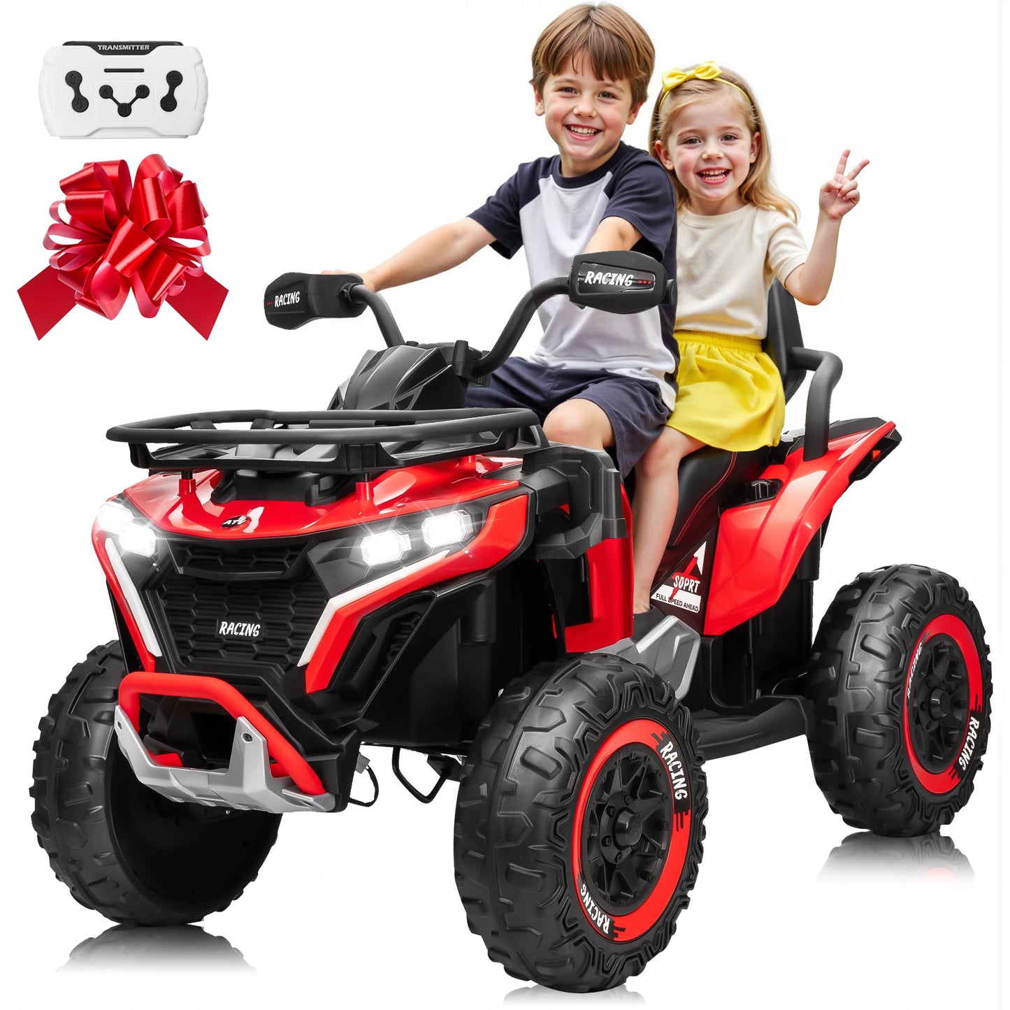 24V Large Four-Wheeled Off-Road Vehicle for Kids - 800W Powerful Motor, 4WD  Dual Leather Seats, Parental