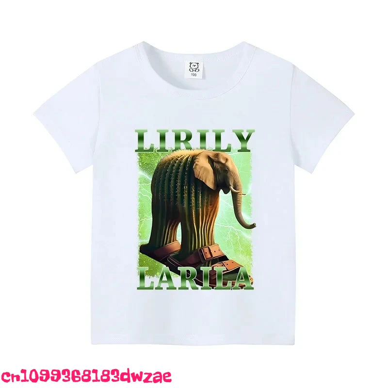 Italian Brainrot Animals Kids Cotton T-shirt Cappuccino Assassino Short Sleeve Tops for Kids Funny Meme Cute Tee Summer Clothing