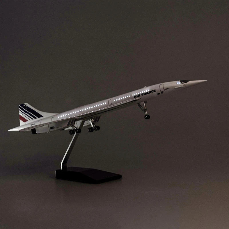 50CM 1/125 Scale Plane Concorde Air France Airline Model Airplane Toy Resin Airfrance Aircraft with Landing Gears Lights