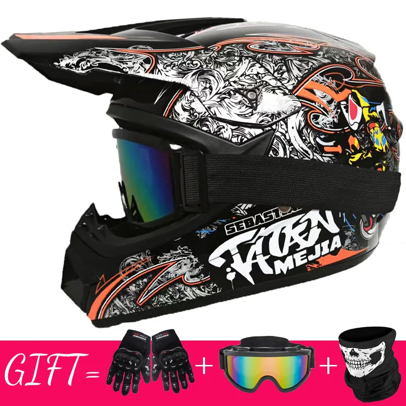 Motorcycle Helmet Off-road Bike Helmet Capacete Motocross Casco send 3 men kids gift Motocross Downhill AM DH Cross Helmet