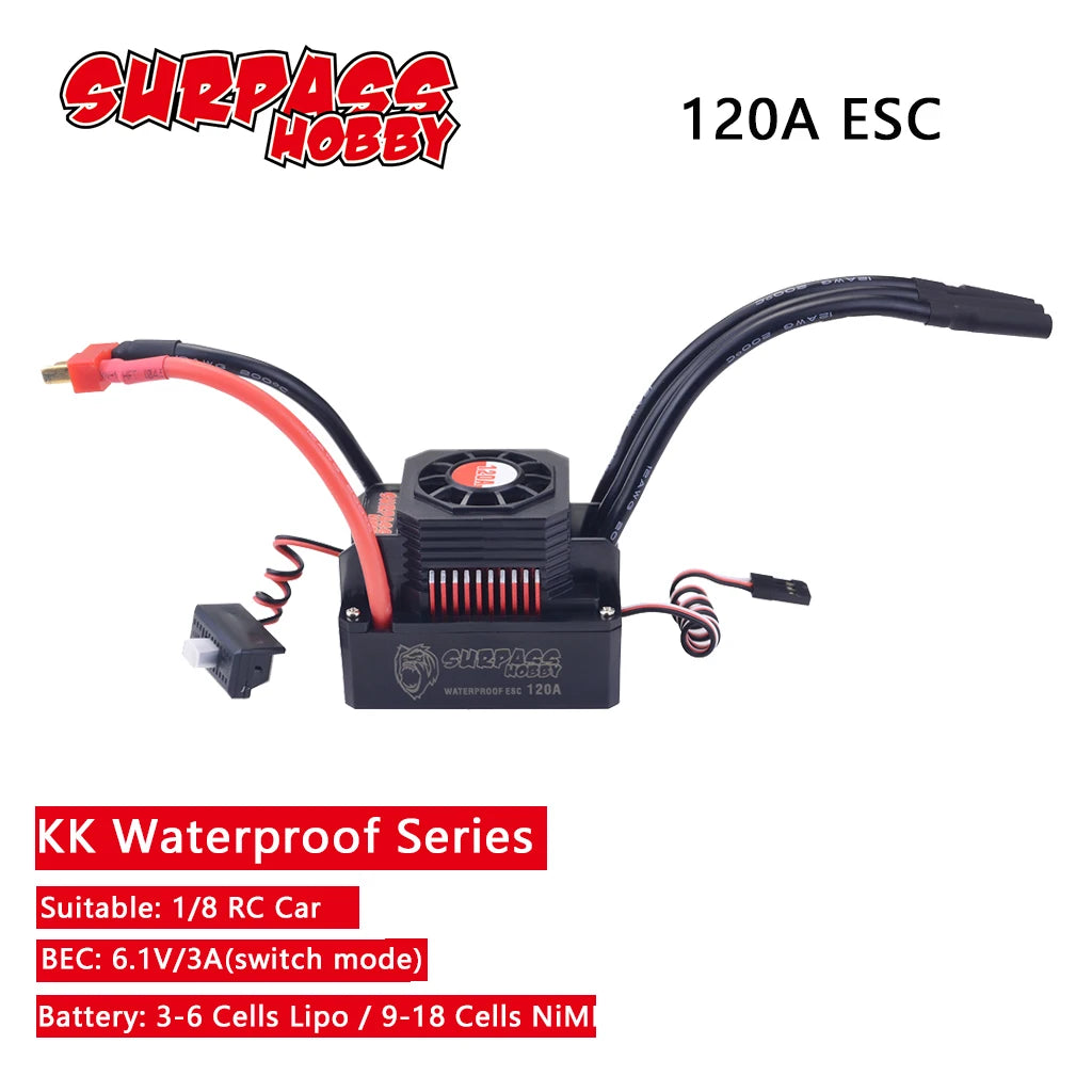 SURPASS HOBBY KK 25A 35A 45A 60A 80A 120A 150A ESC 2-6S Brushless speed controller for 1/8 1/10 1/12 1/14 1/16 RC Car Motor