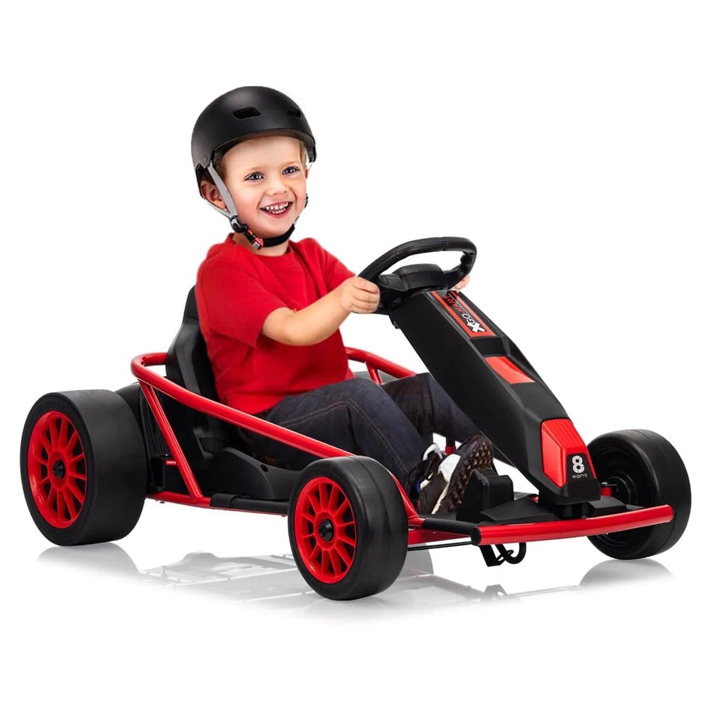 24V Kids Electric Riding Go Kart with Dual 250w Motors,9Ah Battery,8MPH,Slow Start,Music,Horn,and Max Load 150Lbs,High/Low Speed