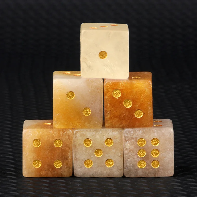 5pc 1.6cm Natural stone amethyst dice Agate tiger eye stone particle Guess the number of points wholesale