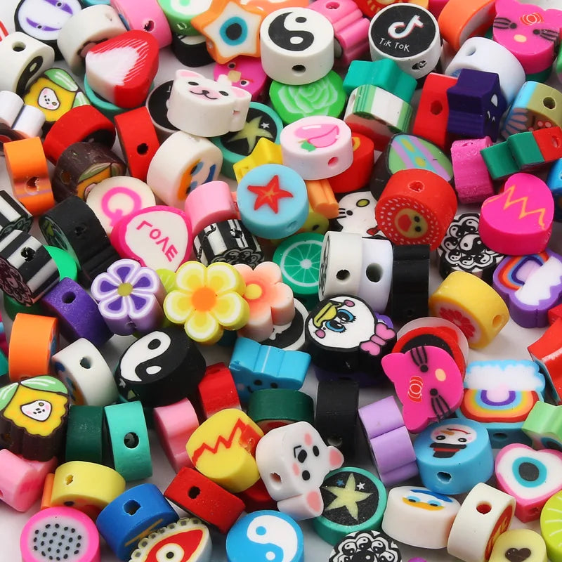 20/50pcs/Lot Mixed Style Pattern Polymer Clay Spacer Beads For Handmade Necklace Bracelet DIY Jewelry Making Accessories