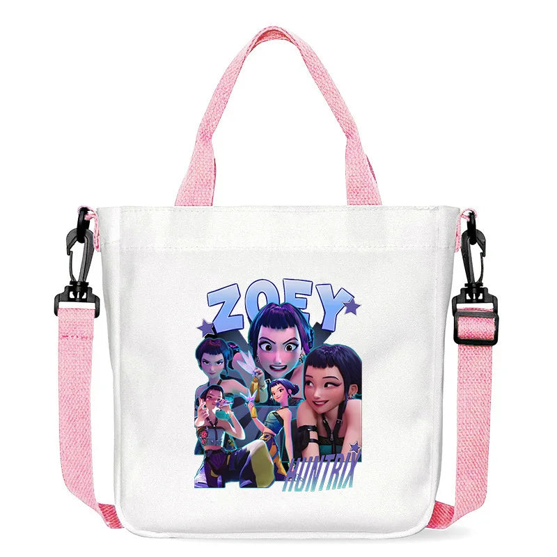 Move K-Pop Demon Hunters Canvas Bag Fashion Printed Handbag Cute Cartoon Anime Commuting Portable Book Storage Bags Pocket Gifts
