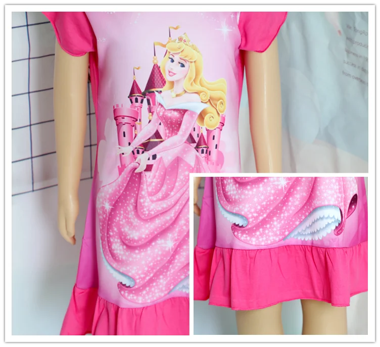 New Summer Kids Cartoon 3-8Years Mermaid Dress Sleepwear Princess Girls Printing Nightgowns Children Party Dresses Pajamas