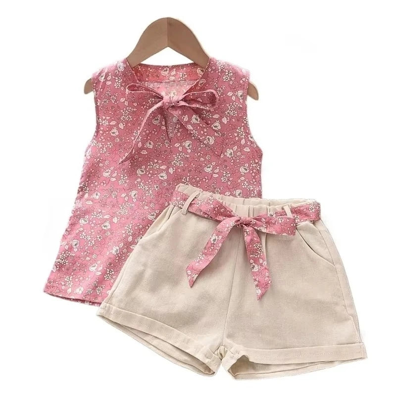 New Summer Baby Girls Clothes Children Sleeveless Vest Shorts 2Pcs/Sets Toddler Clothing Infant Fashion Costume Kids Tracksuits