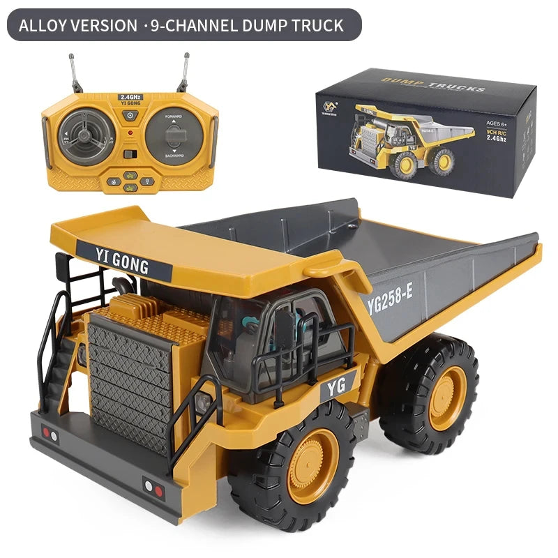 1:24 Scale 2.4G RC Construction Vehicle Toys Set for Kids: Excavator, Dump Truck, Loader, Bulldozer - Premium Alloy & Plastic