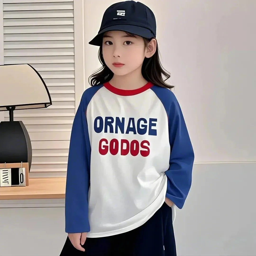 Baby Boys' Girls' Cotton T-shirts Color-blocking Long-sleeved Tshirts Casual Fashion Children's Clothing Base Shirts