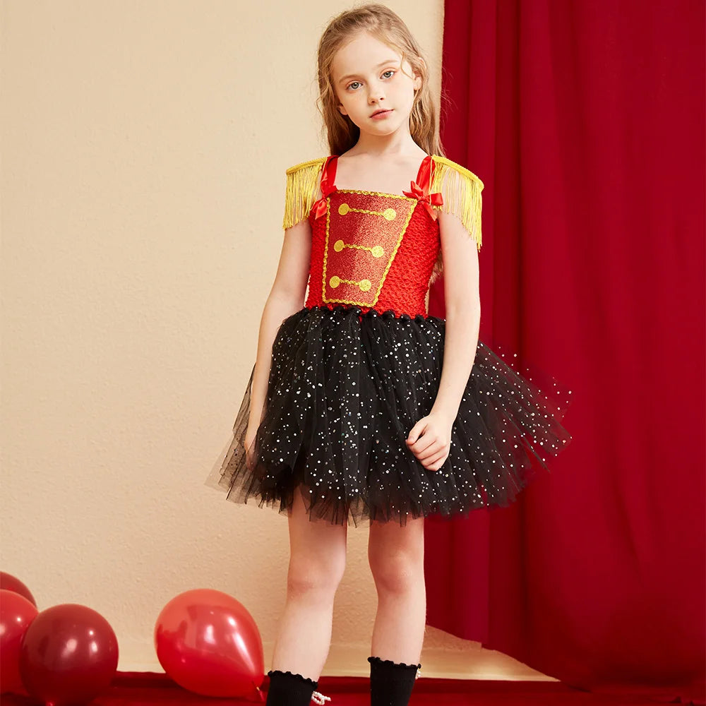 Nutcracker Soldier Girls Costumes Kids Halloween Christmas Tutu Dress Girl Circus Ringmaster Cosplay Dresses for Birthday Party
