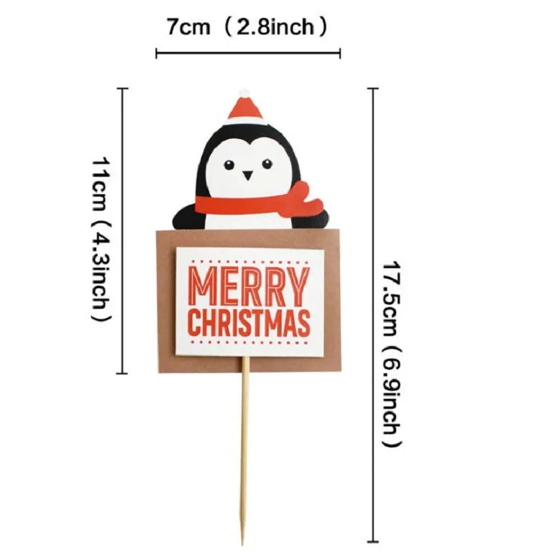 Merry Christmas Cake Toppers Cartoon Xmas Tree Cake Decor Snowman Happy New Year Cupcake Toppers Decor For Party Home 2025 Noel