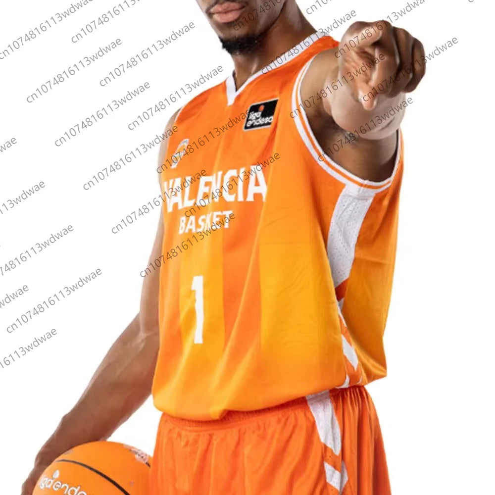 Spain Basketball League Jersey Men Sports Vest Valencia Basket Jersey Kit Jaime Pradilla 4 Basketball Vest KID Jersey Kit