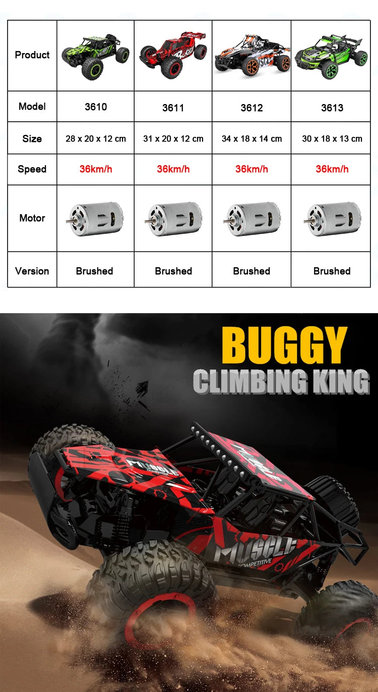 JTY Toys Bigfoot RC Truck 36km/h High-Speed Remote Control Climbing Car Off-Road Trucks Radio RC Crawler Cars For Kids Adults