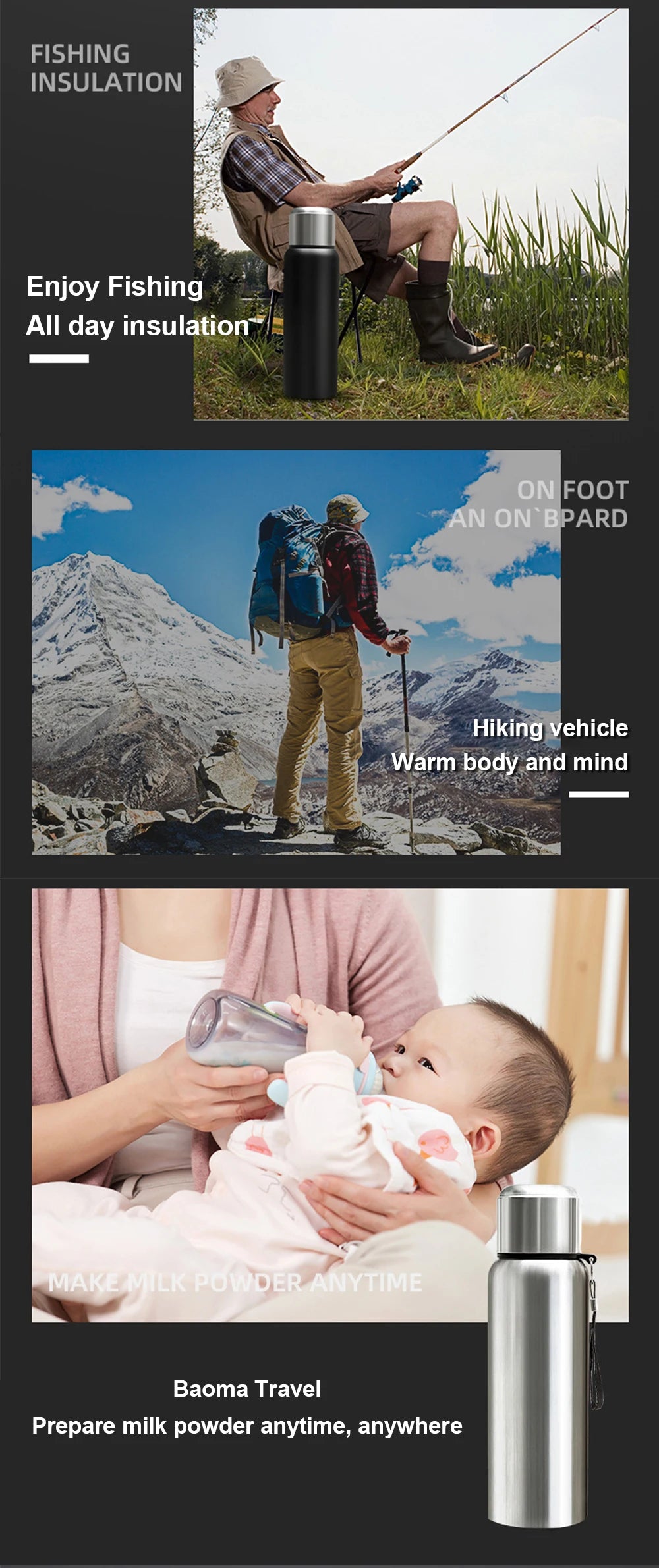 600-1500ml 316 Stainless Steel Thermos Bottle LED Temperature Display  Thermal Mug Vacuum Flask Water Bottle For Outdoor Camping