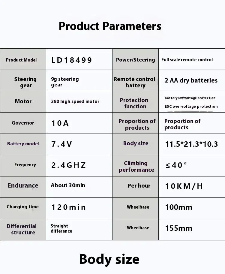 LDRC LD18499 1:18 4x4 4WD RC Car Remote Control Climbing Toy Vehicle Model for Boys Gift Off-Road Capable Scale Toy Car