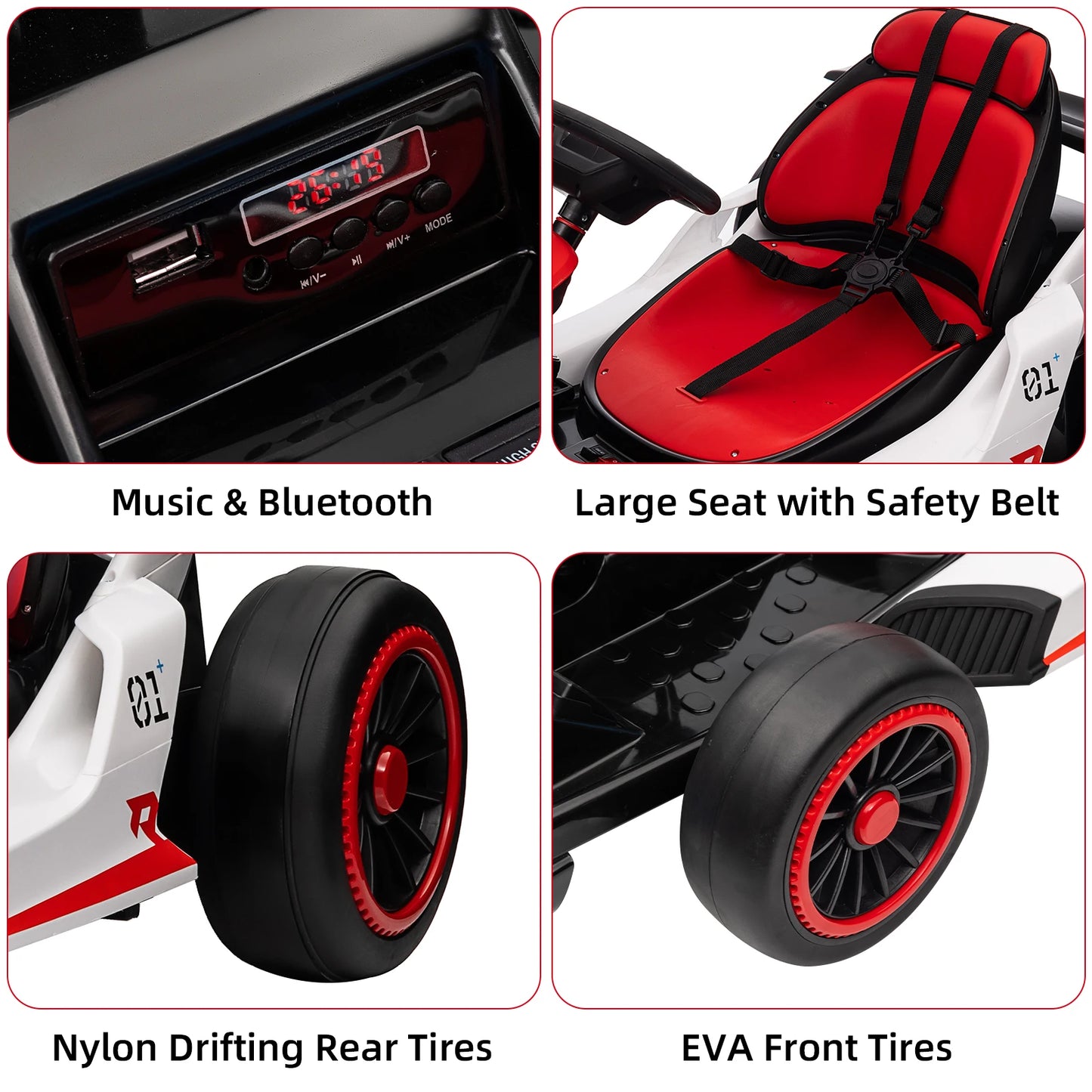 24V Go Kart Ride On Racing Toy for Kids 6+ Ride On Drift Kart with 200W*2 Extra Powerful Motors Large Battery with Music Horn