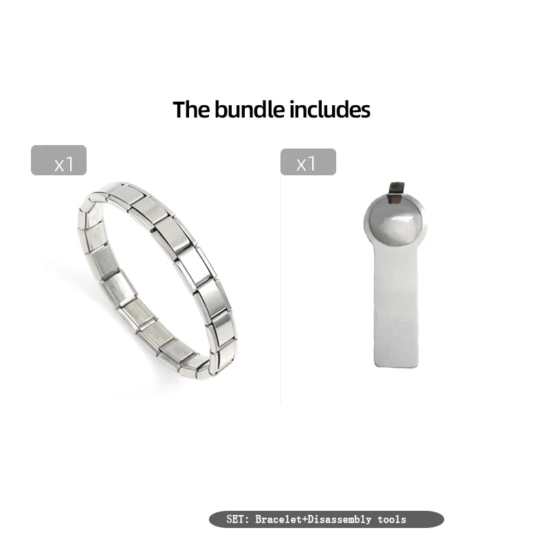 RAKOL Classic Stainless Steel Pendant Italian Chain Link Men Women Suitable For 9mm Bracelet Making DIY Steel Module Tools