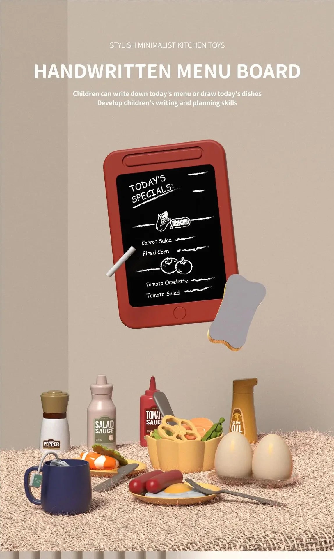 New 93cm Children's Simulated Spray Kitchen Tableware Set Sound Light Smoke Water Tableware Table Toy Christmas Gift Toy