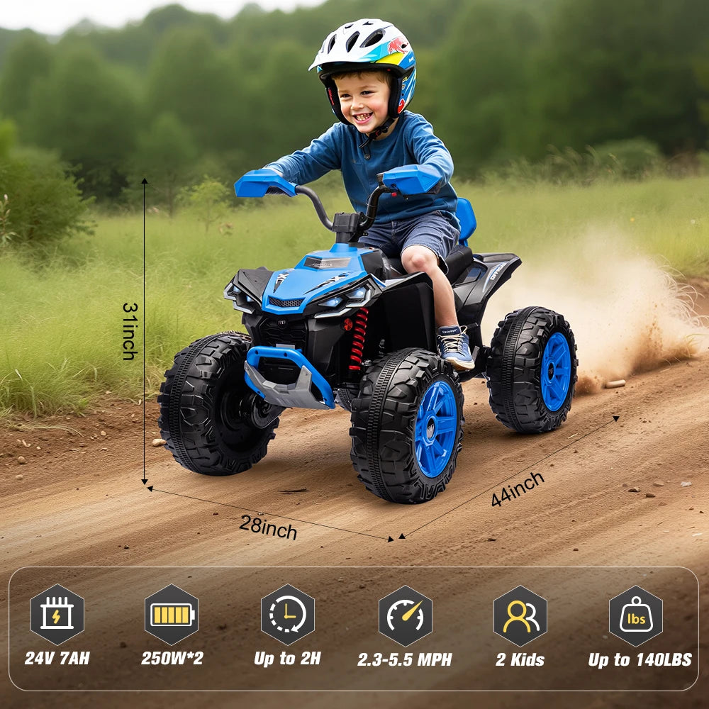 24V Kids Electric Vehicle 4-Wheeler Kids Ride On Toy Car XXXL Size ATV Electric Car for Toddler Children Gift,Spring Supspension