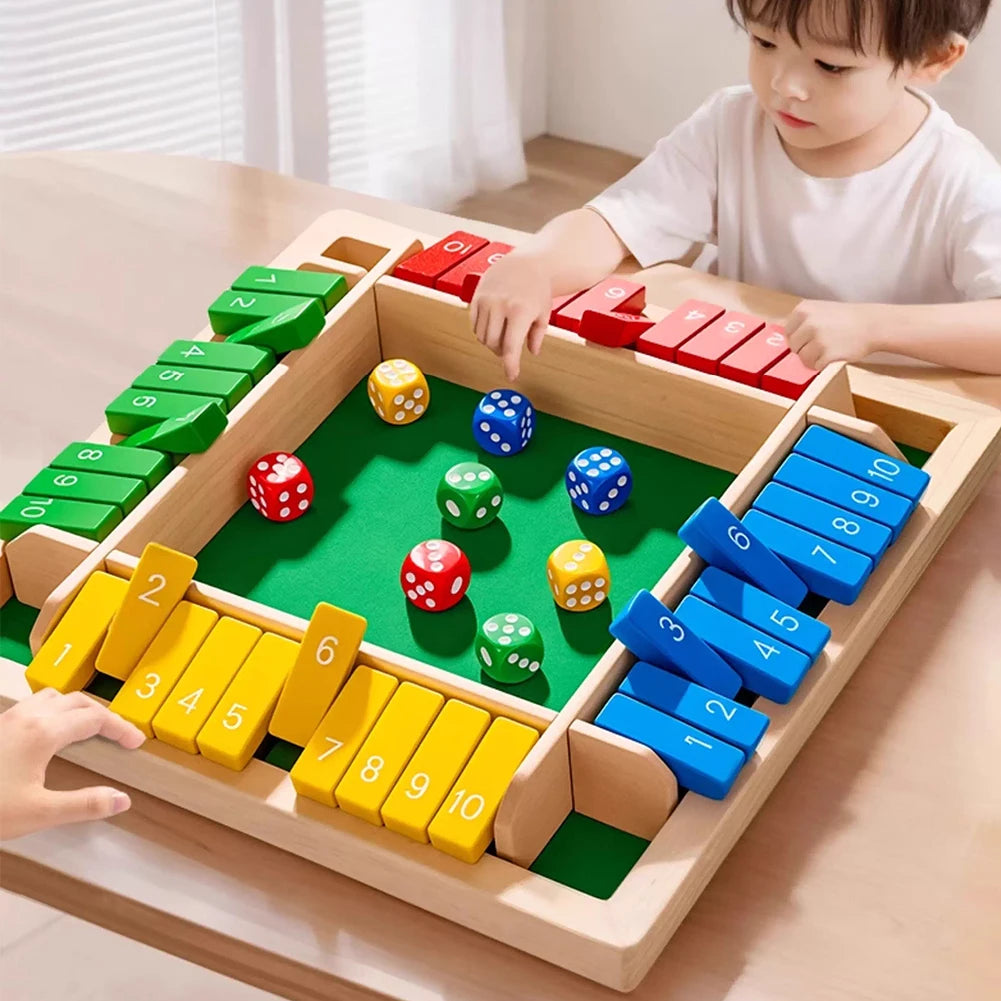 4/6 Players Shut The Box Dice Game Wooden Board Table Math Game Tabletop Games Six Sided Flop Game Indoor Games Shut The Box