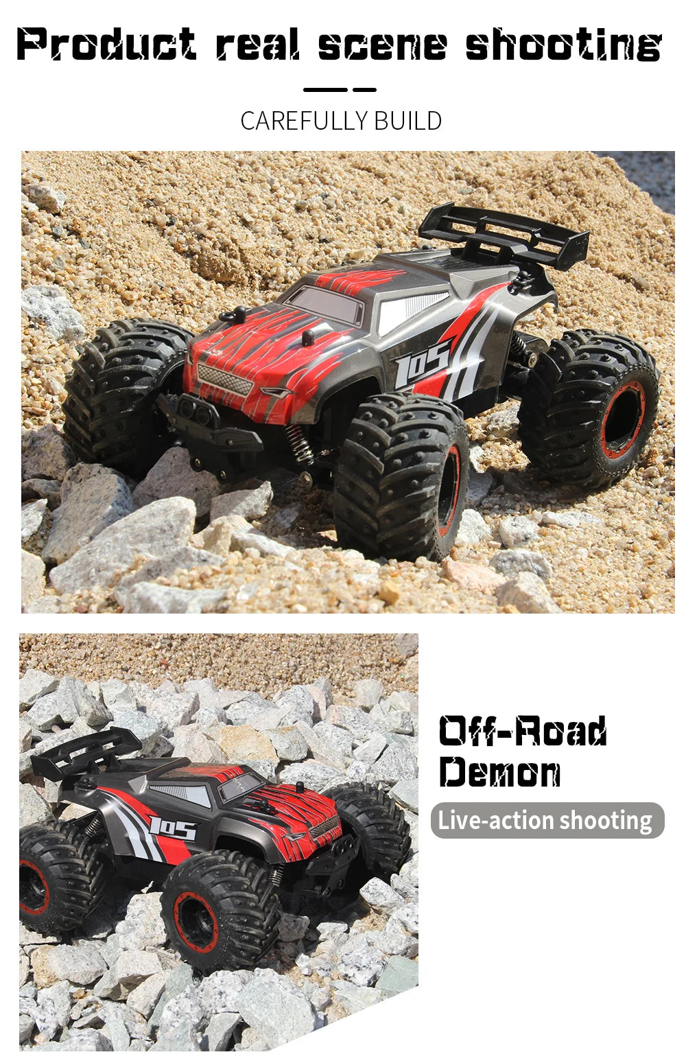 JJRC Q105 Q175 1:18 20 Km/h 2.4GHz Double Motors Drive With LED Light Off Road Remote Control Cars Drift Monster Truck Toys