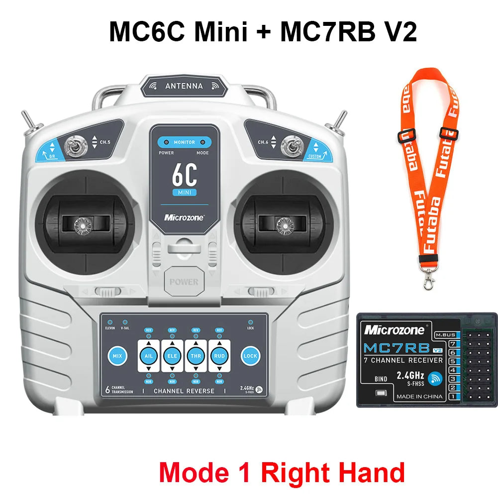 MicroZone MC6C Mini V2 2.4G 6CH Remote Control Transmitter w/ Receiver  For RC Airplane Drone Multirotor Helicopter Boat