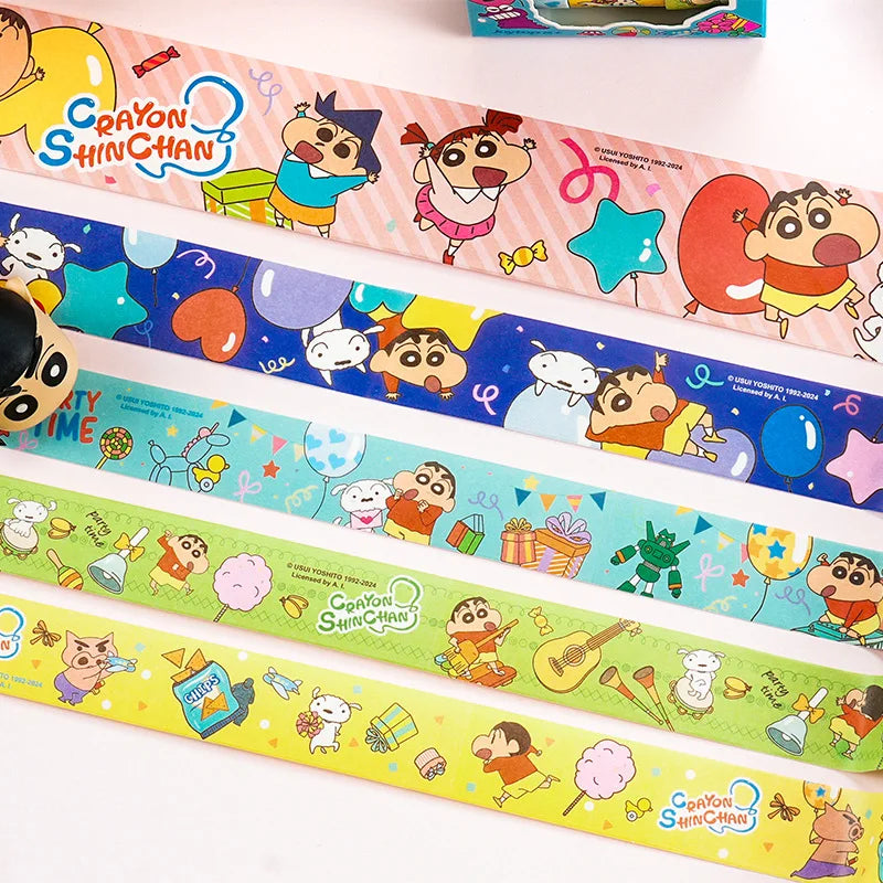 5Roll/1Box Anime Crayon Shin-chan Stickers Hand Made Accessories Tape Paper Glue Gold Stamping Sticker Girls Toys Gifts