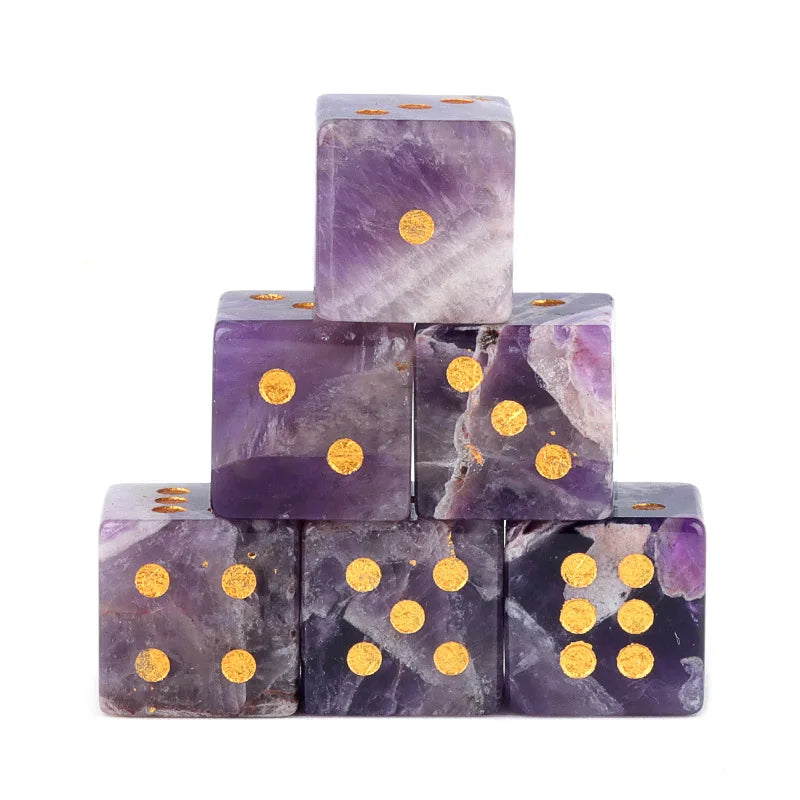 5pc 1.6cm Natural stone amethyst dice Agate tiger eye stone particle Guess the number of points wholesale