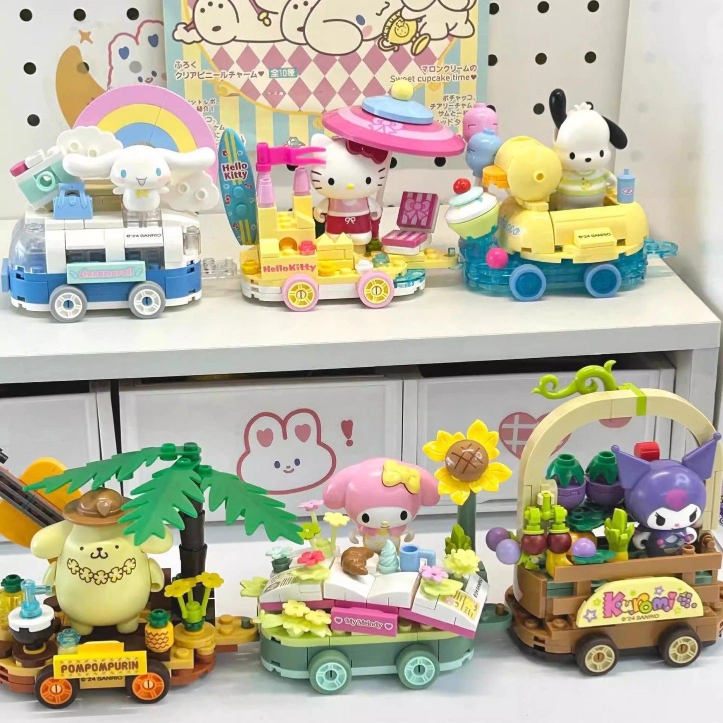 Sanrio Toy Building Blocks Hello Kitty Figurine Kuromi Melody Figure Toy Collection Dolls For Kids Christmas Gifts Toy