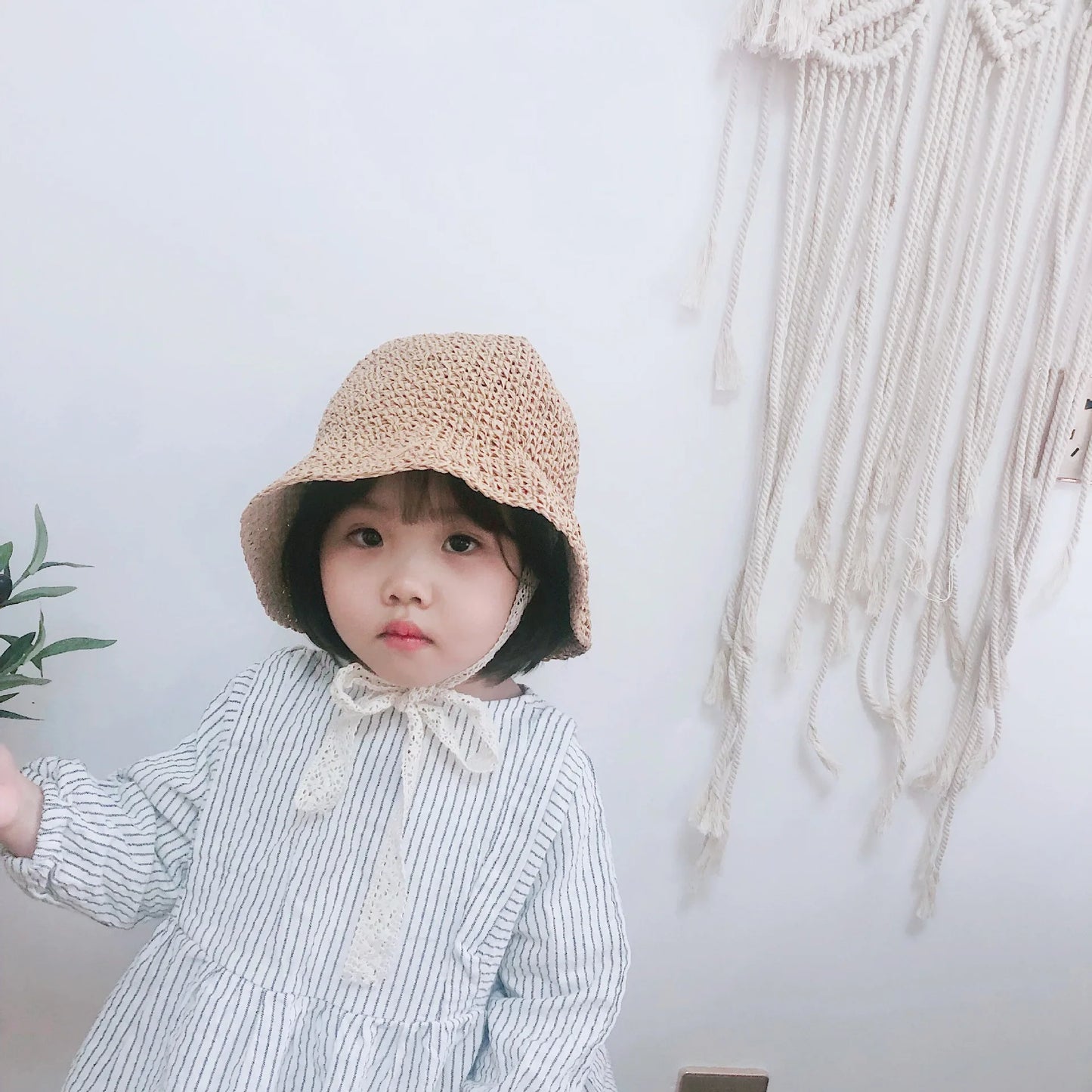Summer Children Lace Solid Straw Hat Outdoor Girl Baby Fashion Sunscreen Cap Infant Fisherman's Caps Kid Vacation Casual Hats