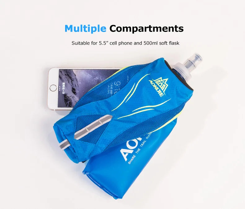 AONIJIE E908 Running Hand-held Water Bottle Kettle Holder Wrist Storage Bag Hydration Pack Hydra Fuel Soft Flask Marathon Race