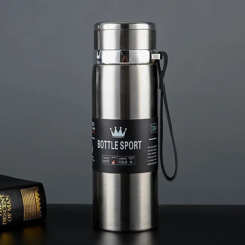 1000ml Stainless Steel Thermal Water Bottle Vacuum Insulated Thermos Flask Leakproof Coffee Tea Cup for Office Travel Use