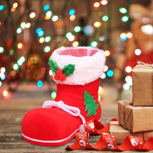 1/2/4/6pcs Christmas Socks Red Candy Boots Holiday Gift Bags Christmas Trees Santa Claus Boots for Fireplace