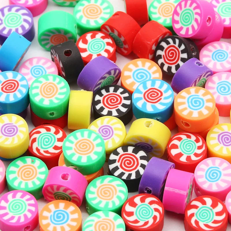 20/50pcs/Lot Mixed Style Pattern Polymer Clay Spacer Beads For Handmade Necklace Bracelet DIY Jewelry Making Accessories
