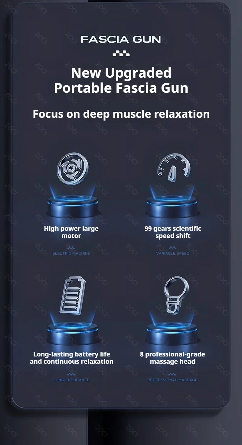 Mini 99 Levels Fascia Gun Handheld Portable Massage Gun Vibration Digital Display Muscle Massager Deep Tissue Massager for Body