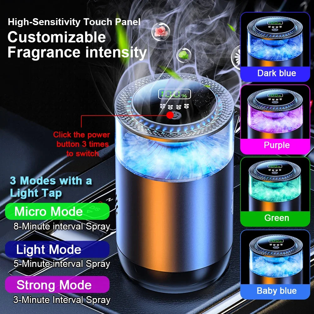 Smart Car Air Freshener Perfumes  Diffuser Humidifier 4 Gear Adjustable Smell Automatic On/Off Digital Display Car Aromatherapy