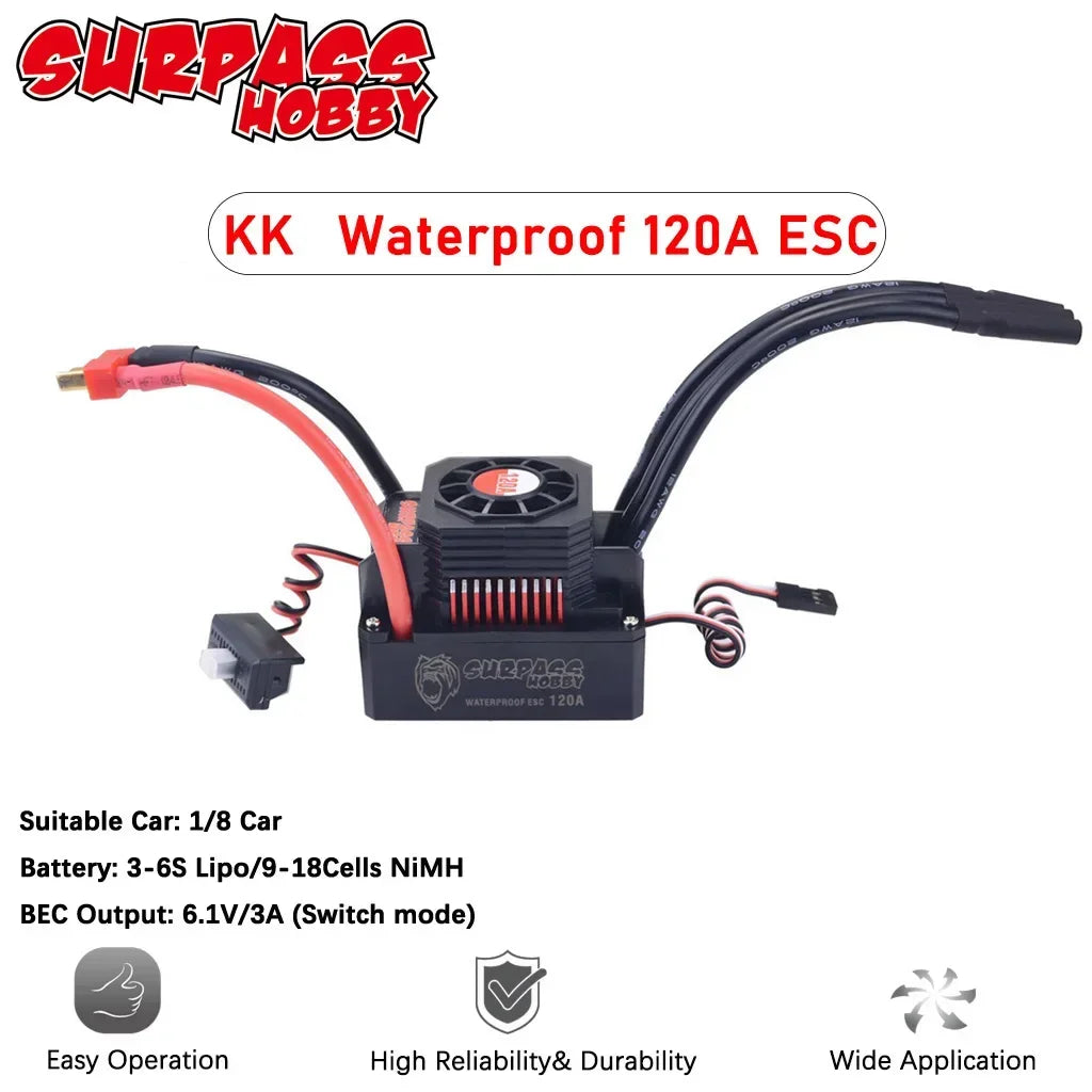 SURPASS HOBBY 25A 35A 45A 60A 80A 120A 150A Waterproof Brushless mini ESC T/XT60  for 1/10 RC Car Crawler speed controller Motor