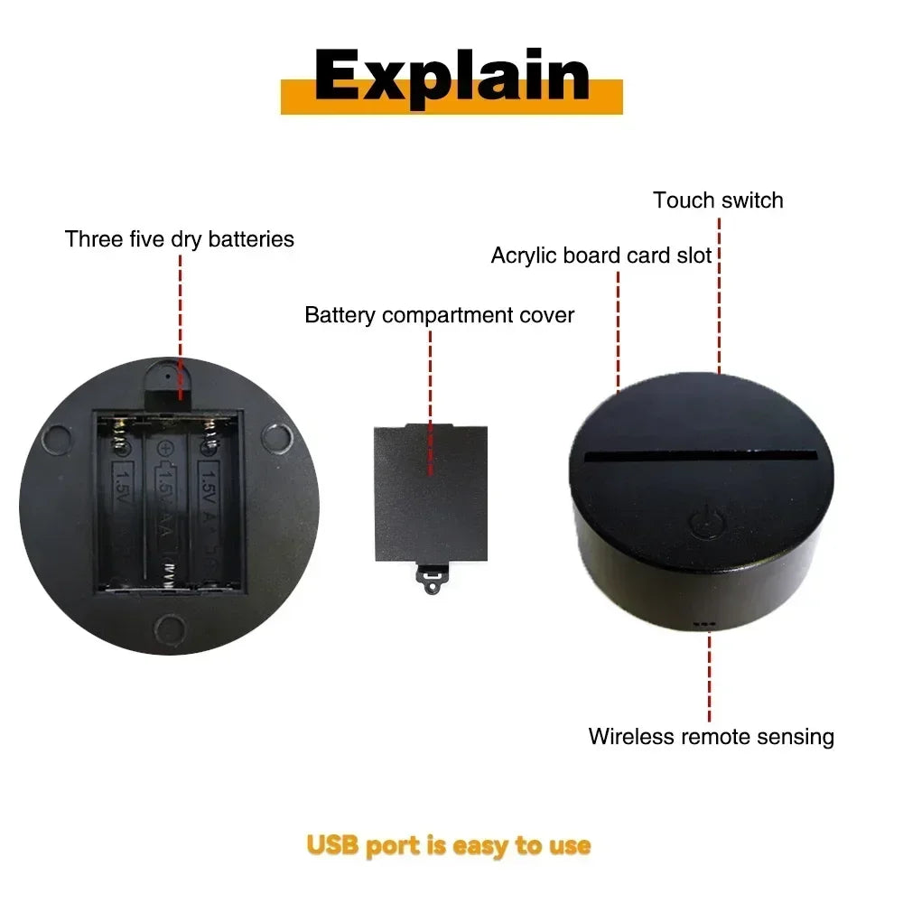 LED Night Ligh Illusion Stitch Lamps Remote Control Smart Touch Home Room Decor Lamp Christmas Valentine's Day Birthday Gifts